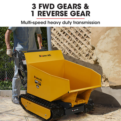 Motorised Tracked Wheelbarrow with 0.5 Ton Capacity and 0.73m Width, 230L Bucket