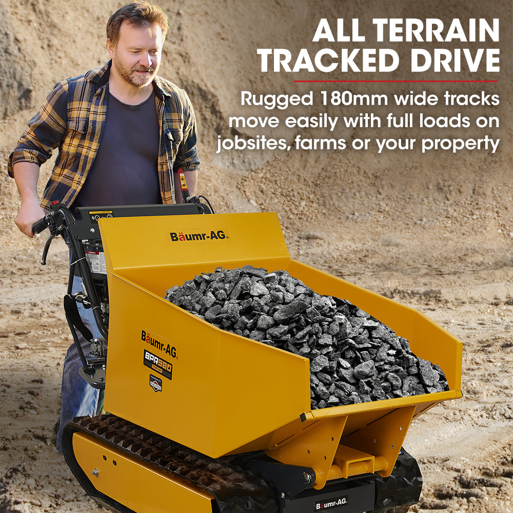 Motorised Tracked Wheelbarrow with 0.5 Ton Capacity and 0.73m Width, 230L Bucket