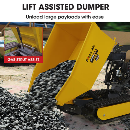 Motorised Tracked Wheelbarrow with 0.5 Ton Capacity and 0.73m Width, 230L Bucket