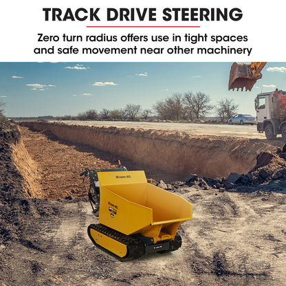 Motorised Tracked Wheelbarrow with 0.5 Ton Capacity and 0.73m Width, 230L Bucket