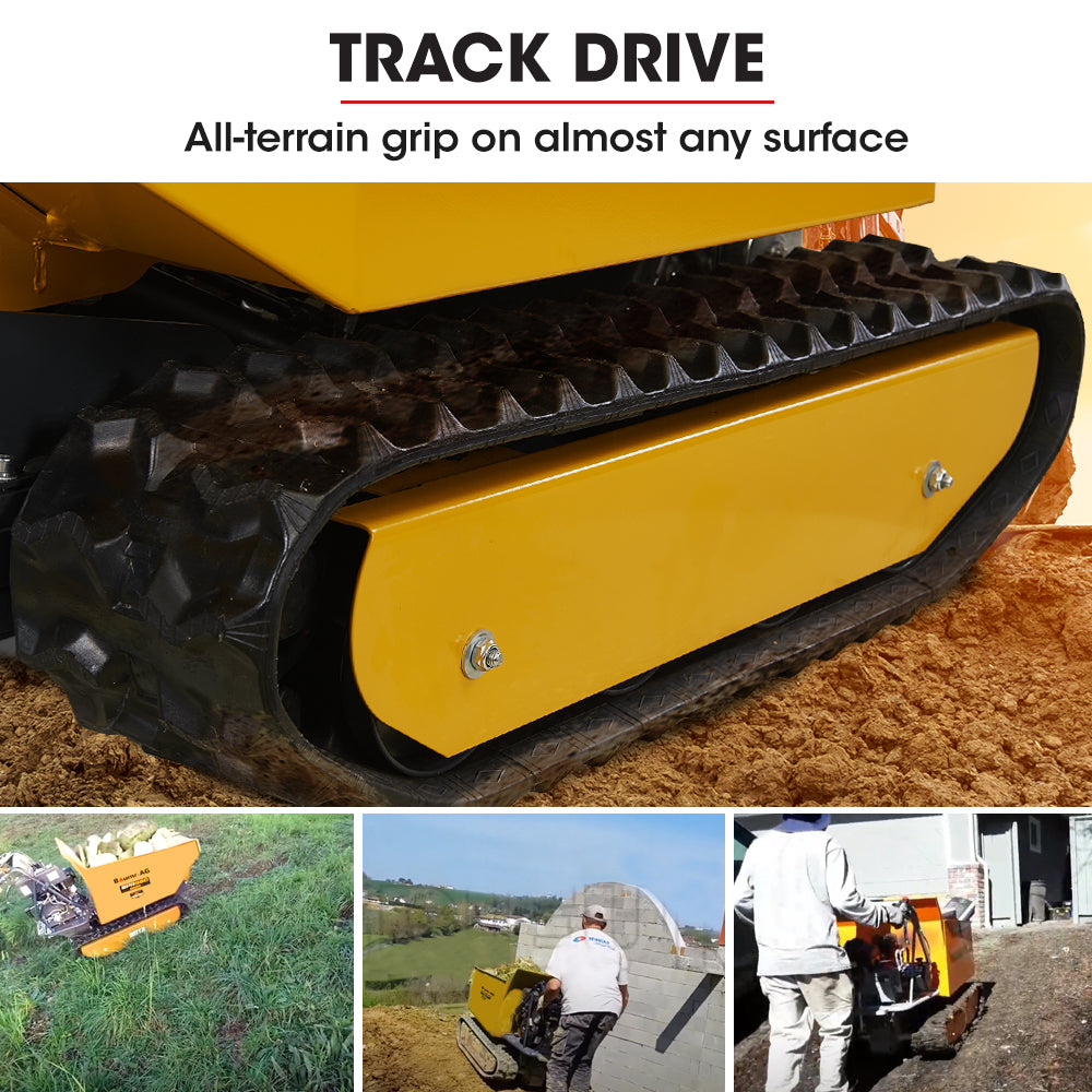 Motorised Tracked Wheelbarrow with 0.5 Ton Capacity and 0.73m Width, 230L Bucket