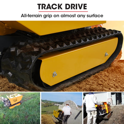 Motorised Tracked Wheelbarrow with 0.5 Ton Capacity and 0.73m Width, 230L Bucket