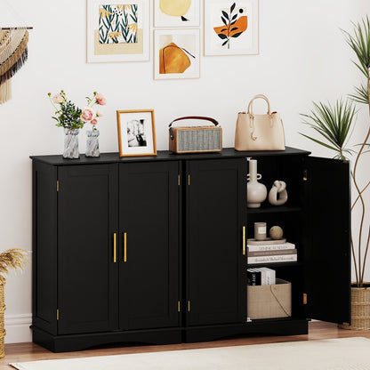 Bathroom Floor Storage Cabinet 80 cm Freestanding Cupboard Buffet Cabinet-Black