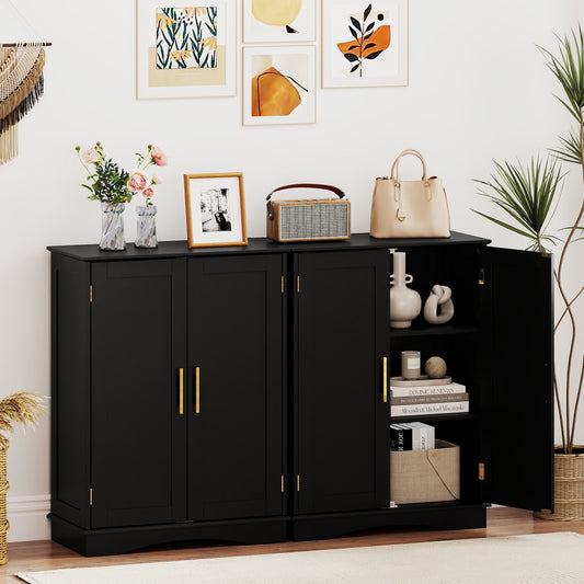 Bathroom Floor Storage Cabinet 80 cm Freestanding Cupboard Buffet Cabinet-Black