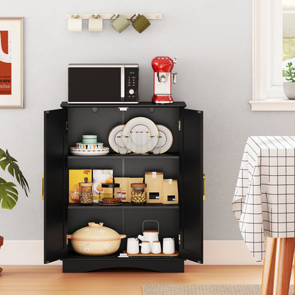 Bathroom Floor Storage Cabinet 80 cm Freestanding Cupboard Buffet Cabinet-Black