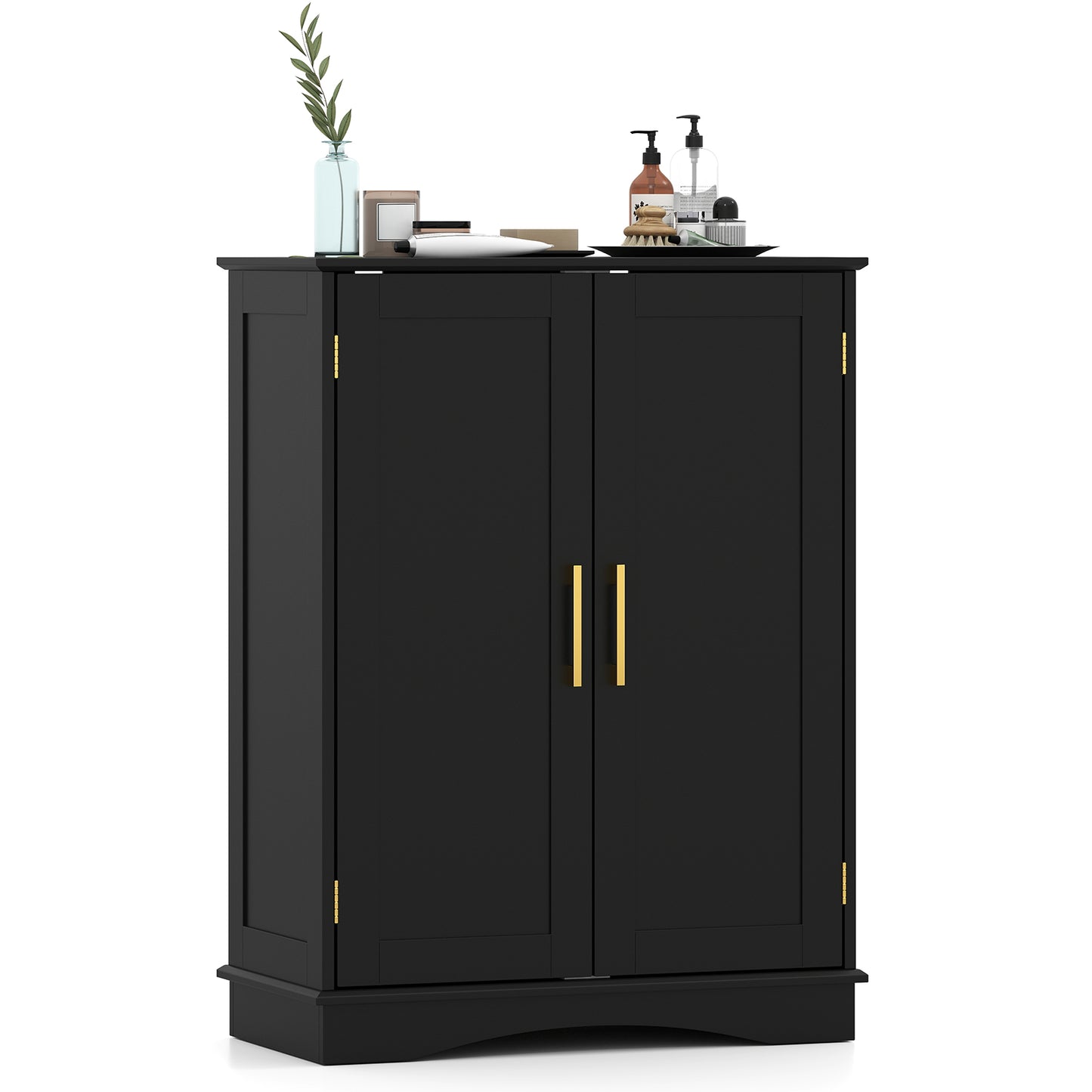Bathroom Floor Storage Cabinet 80 cm Freestanding Cupboard Buffet Cabinet-Black