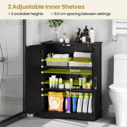 Bathroom Floor Storage Cabinet 80 cm Freestanding Cupboard Buffet Cabinet-Black