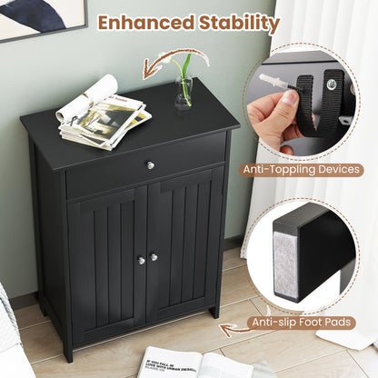 Bathroom Storage Cabinet with 3-Level Adjustable Shelf-Black