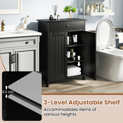 Bathroom Storage Cabinet with 3-Level Adjustable Shelf-Black