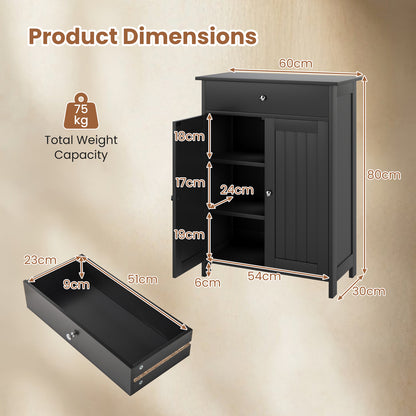Bathroom Storage Cabinet with 3-Level Adjustable Shelf-Black