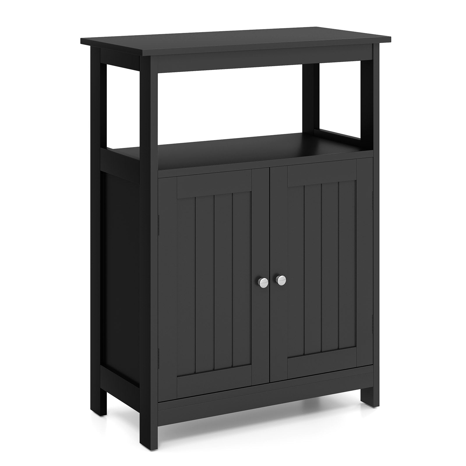 Bathroom Storage Cabinet with 2 Doors and 2 Open Shelves-Black