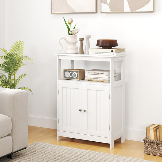 Bathroom Storage Cabinet with 2 Doors and 2 Open Shelves-White