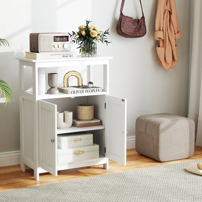 Bathroom Storage Cabinet with 2 Doors and 2 Open Shelves-White