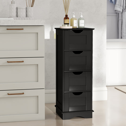 Bathroom Storage Cabinet with 4 Drawers for Hallway-Black