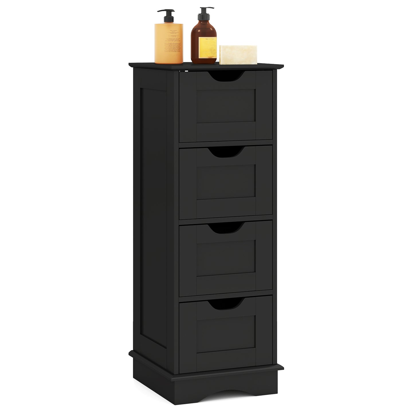 Bathroom Storage Cabinet with 4 Drawers for Hallway-Black