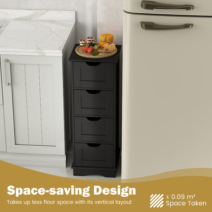 Bathroom Storage Cabinet with 4 Drawers for Hallway-Black