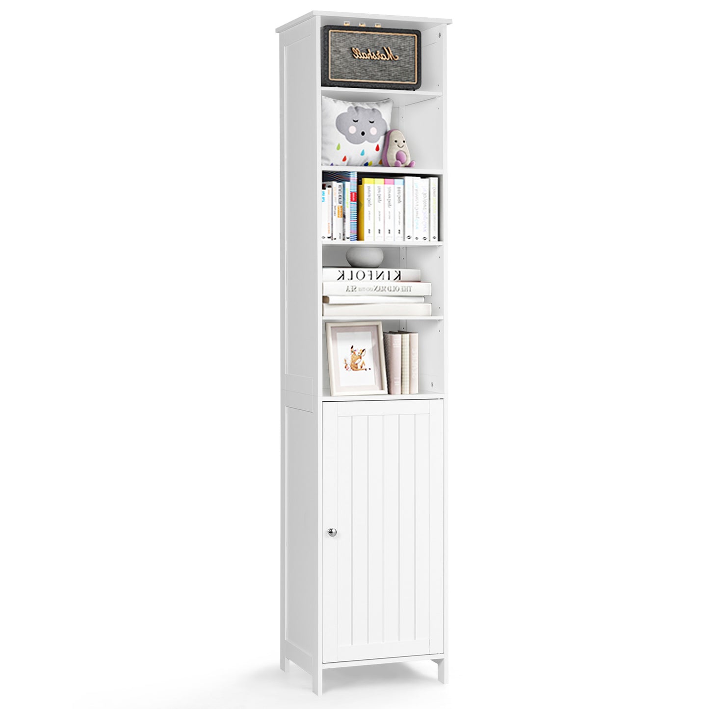 Bathroom Storage Cabinet with 5 Open Shelves for Home-White
