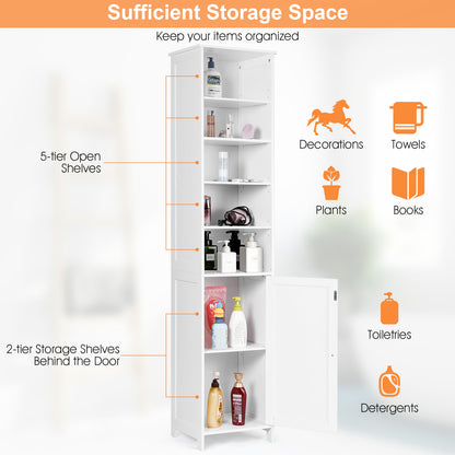 Bathroom Storage Cabinet with 5 Open Shelves for Home-White