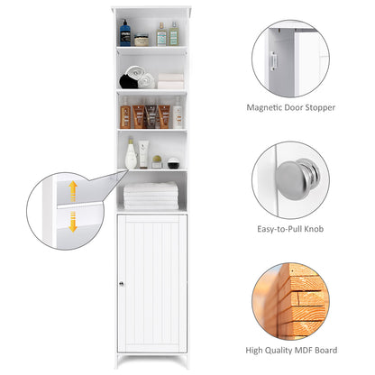 Bathroom Storage Cabinet with 5 Open Shelves for Home-White