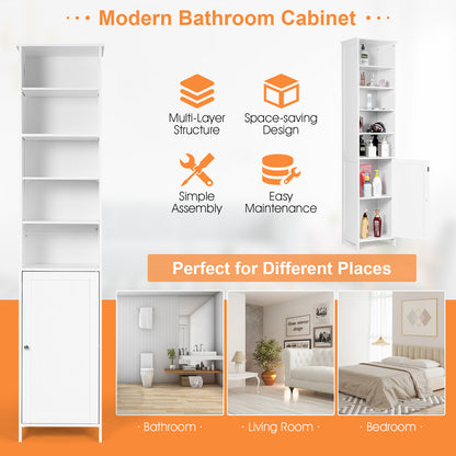 Bathroom Storage Cabinet with 5 Open Shelves for Home-White