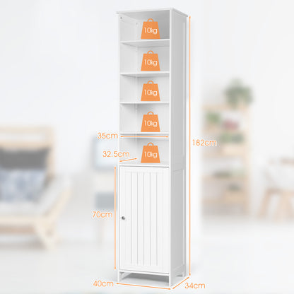 Bathroom Storage Cabinet with 5 Open Shelves for Home-White