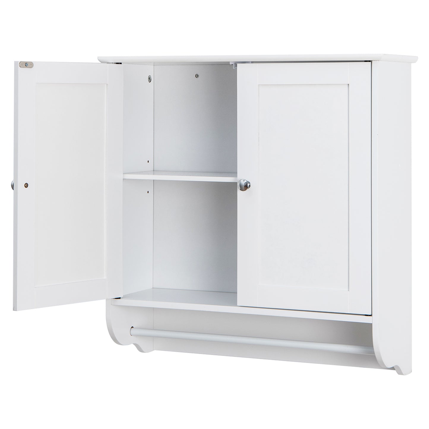 Bathroom Wall Cabinet with 2 Doors and Adjustable Shelf-White