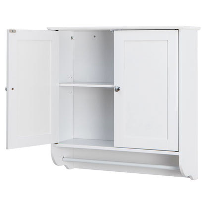Bathroom Wall Cabinet with 2 Doors and Adjustable Shelf-White