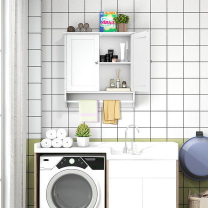Bathroom Wall Cabinet with 2 Doors and Adjustable Shelf-White