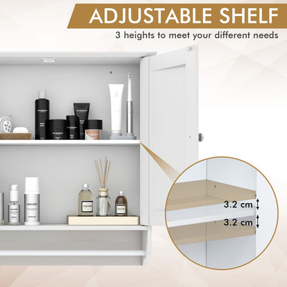 Bathroom Wall Cabinet with 2 Doors and Adjustable Shelf-White