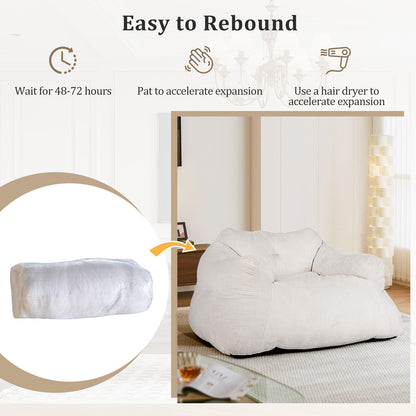 Bean Bag Chair Plush Lazy Sofa with Ultra-soft Velvet Cover-Beige