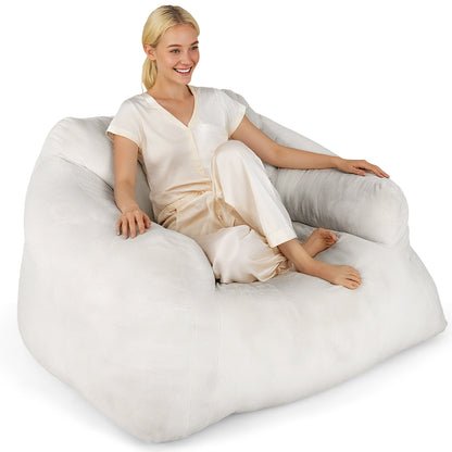 Bean Bag Chair Plush Lazy Sofa with Ultra-soft Velvet Cover-Beige