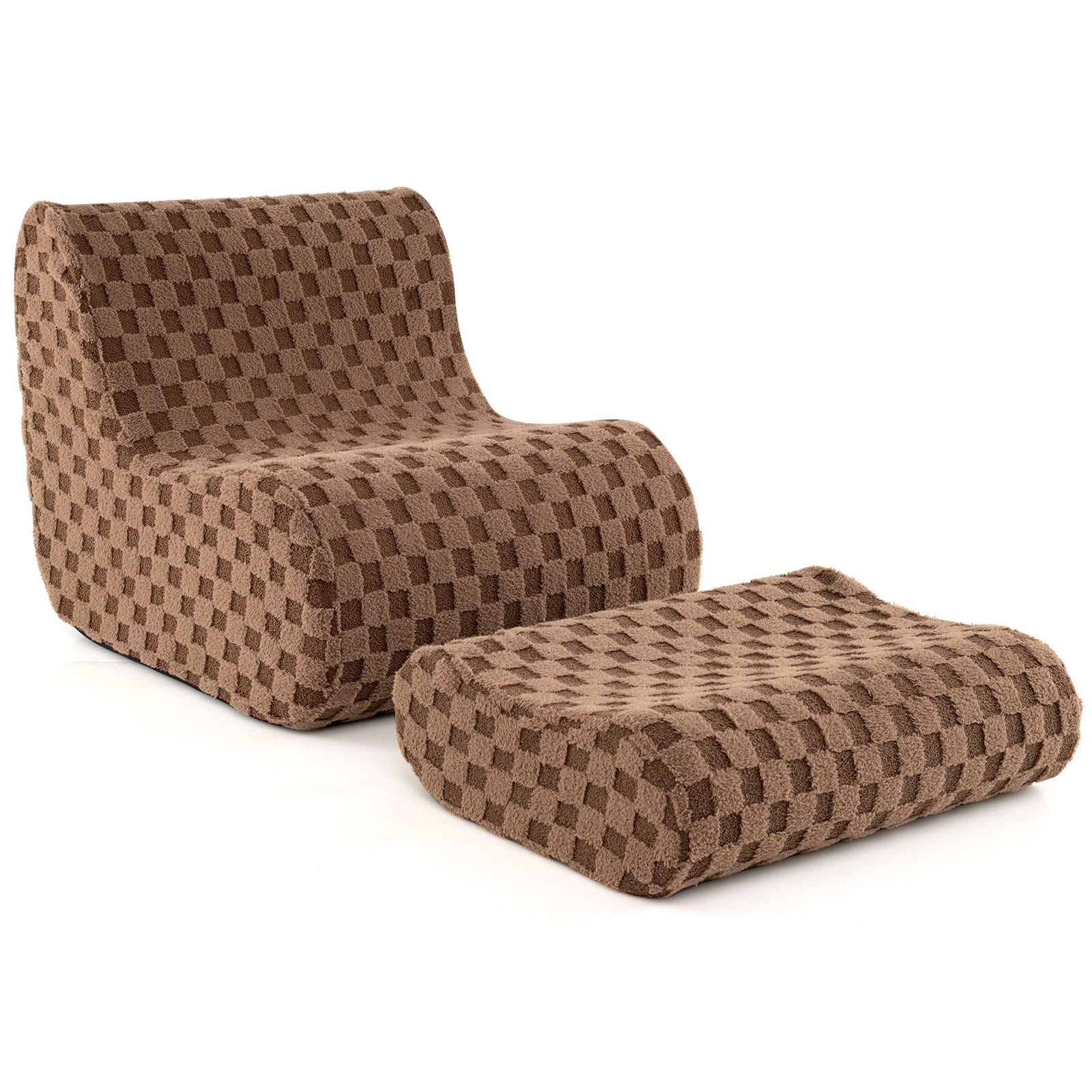 Bean Bag Chair with Ottoman Bean Bag Sofa Chair with High Elasticity Sponge-Brown