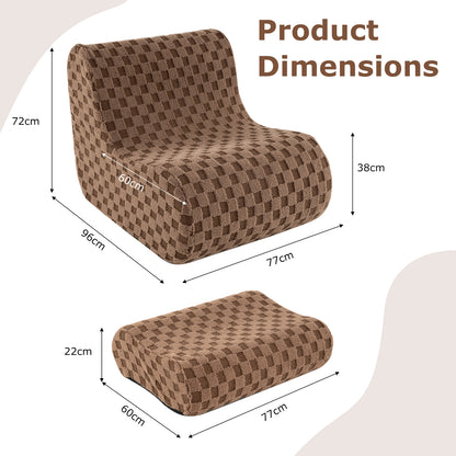 Bean Bag Chair with Ottoman Bean Bag Sofa Chair with High Elasticity Sponge-Brown