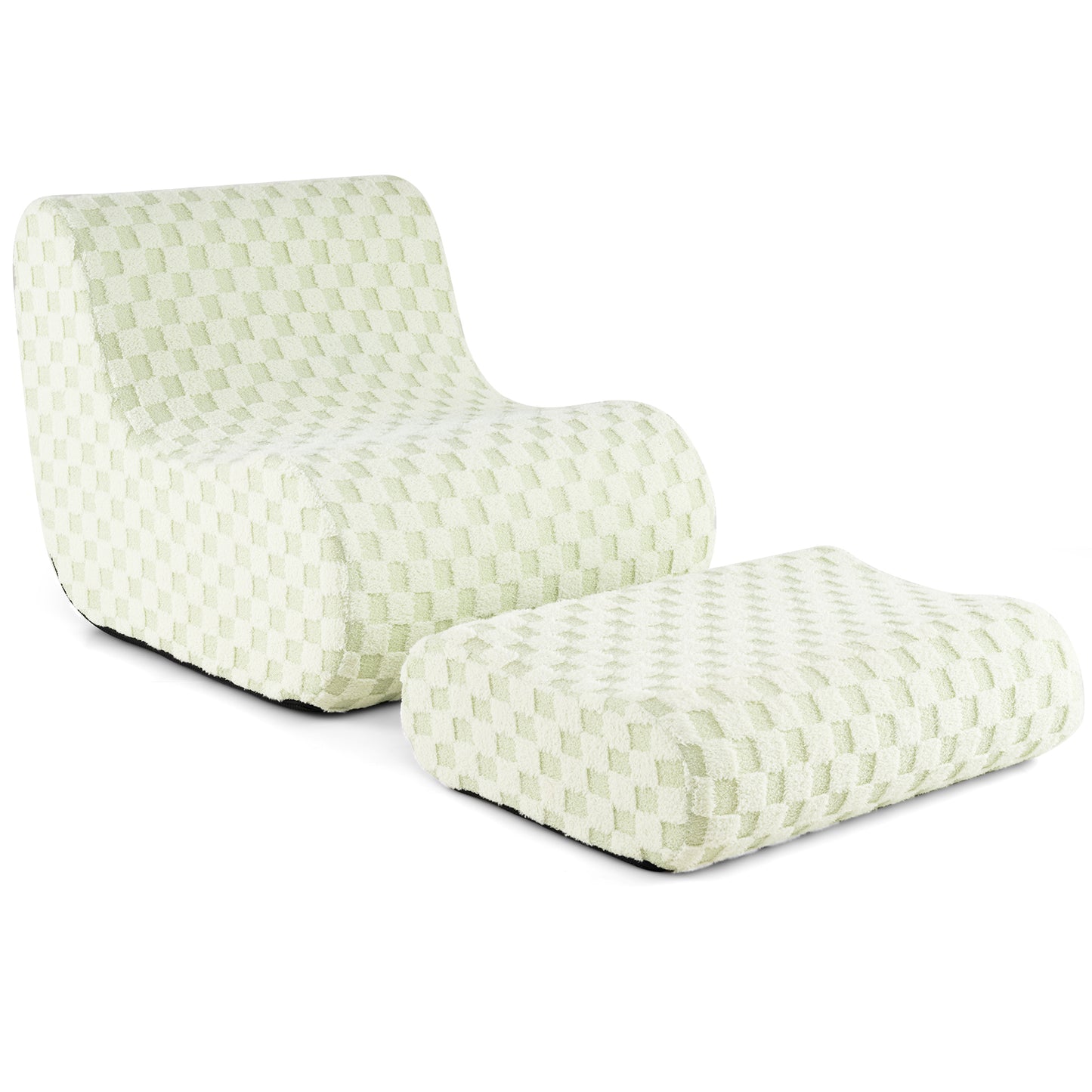 Bean Bag Chair with Ottoman Bean Bag Sofa Chair with High Elasticity Sponge-Green