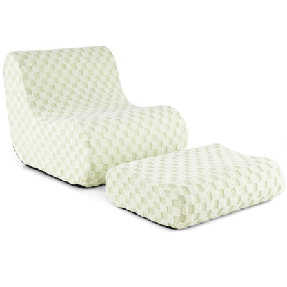 Bean Bag Chair with Ottoman Bean Bag Sofa Chair with High Elasticity Sponge-Green