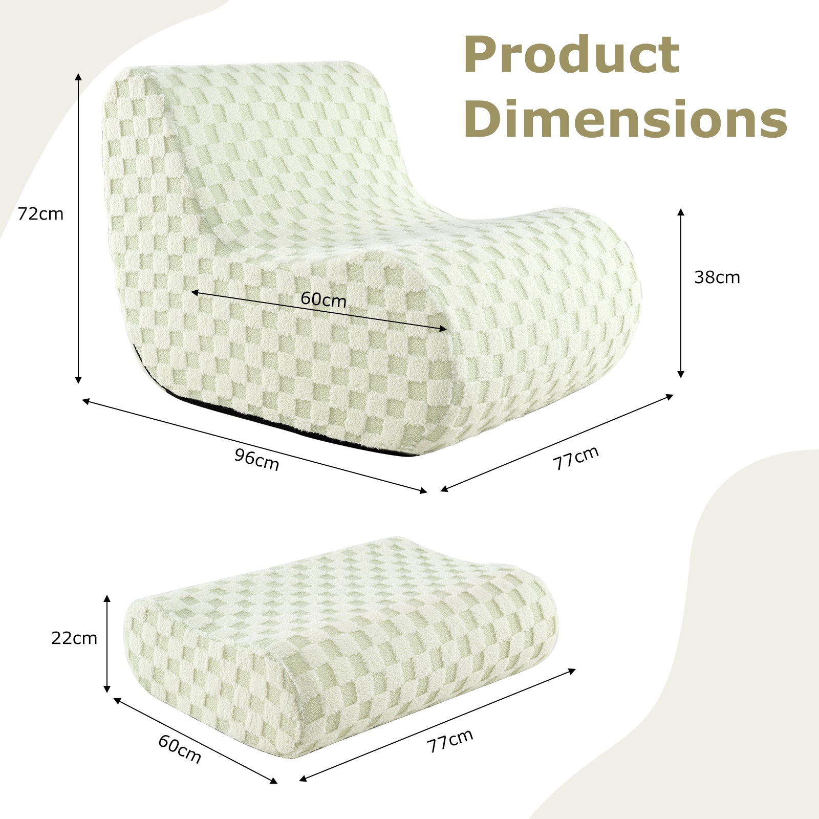 Bean Bag Chair with Ottoman Bean Bag Sofa Chair with High Elasticity Sponge-Green