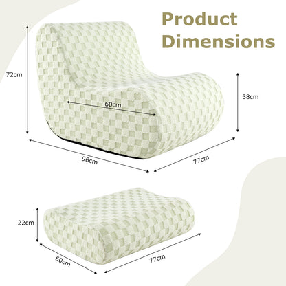 Bean Bag Chair with Ottoman Bean Bag Sofa Chair with High Elasticity Sponge-Green