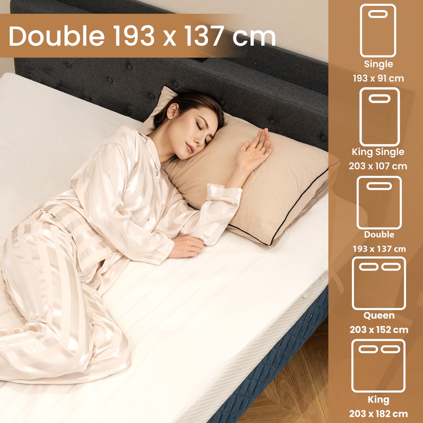 Bedding Electric Blanket with Controller and 9 Heat Setting-193 x 137CM
