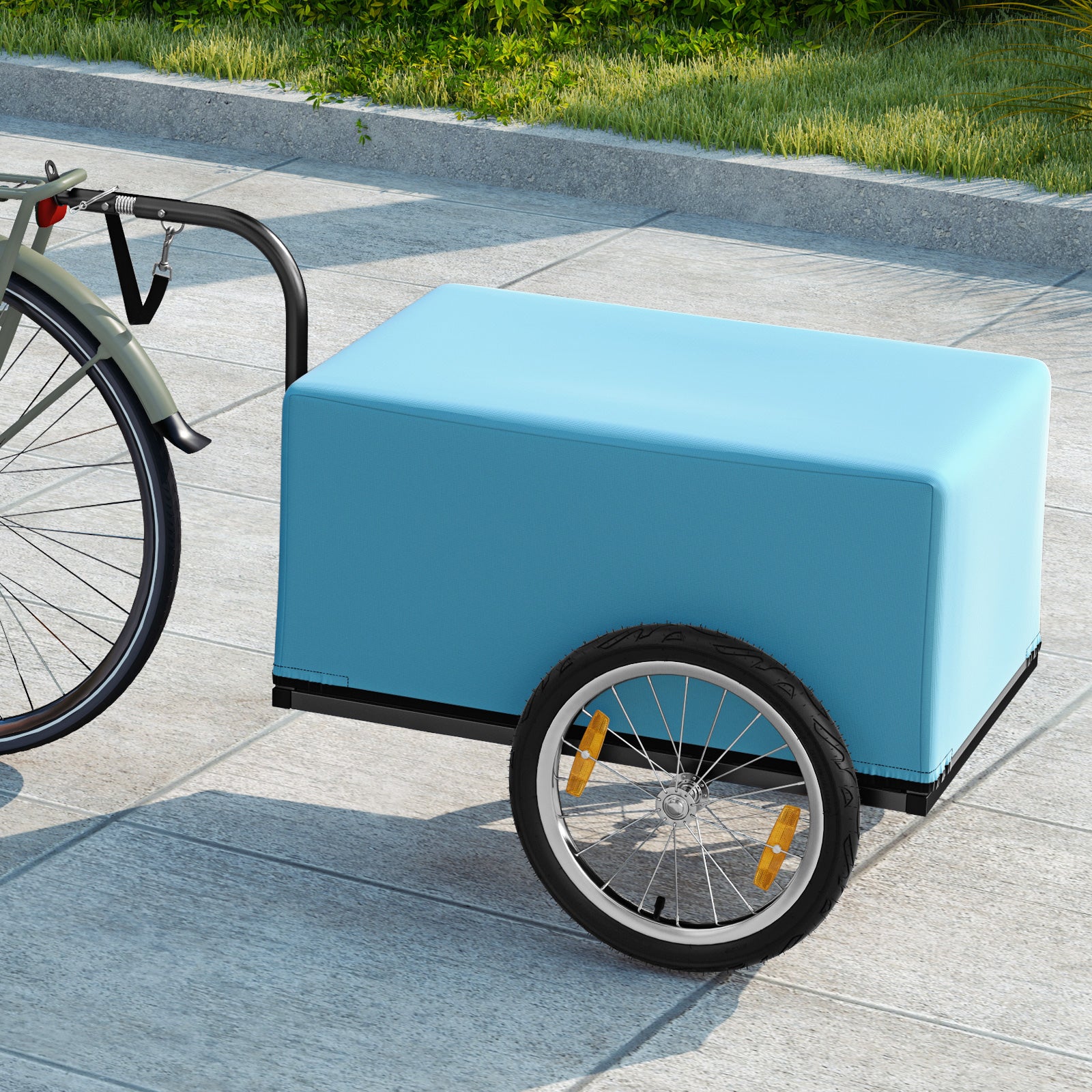 Bike Cargo Trailer Bicycle Trailer with Foldable frame Oxford Cloth Cover-Blue