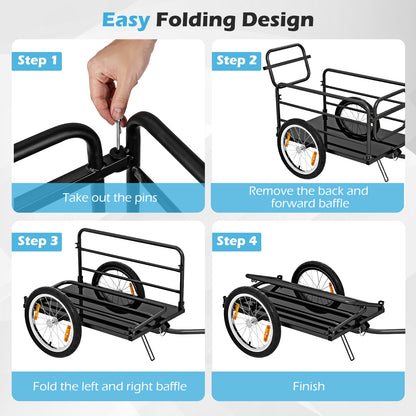 Bike Cargo Trailer Bicycle Trailer with Foldable frame Oxford Cloth Cover-Blue