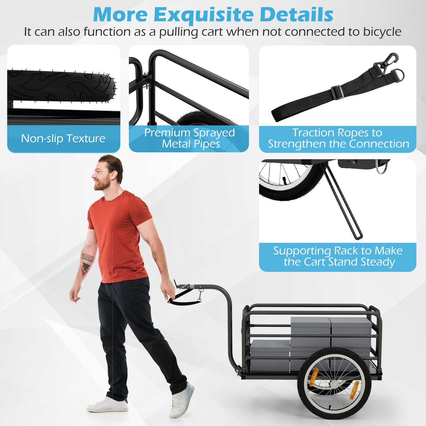 Bike Cargo Trailer Bicycle Trailer with Foldable frame Oxford Cloth Cover-Blue