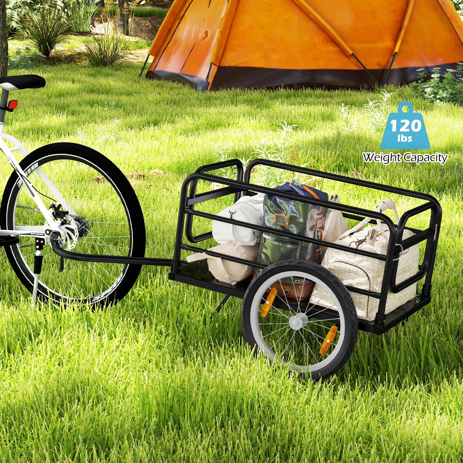 Bike Cargo Trailer Bicycle Trailer with Foldable frame Oxford Cloth Cover-Blue