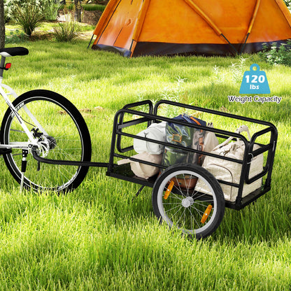 Bike Cargo Trailer Bicycle Trailer with Foldable frame Oxford Cloth Cover-Blue
