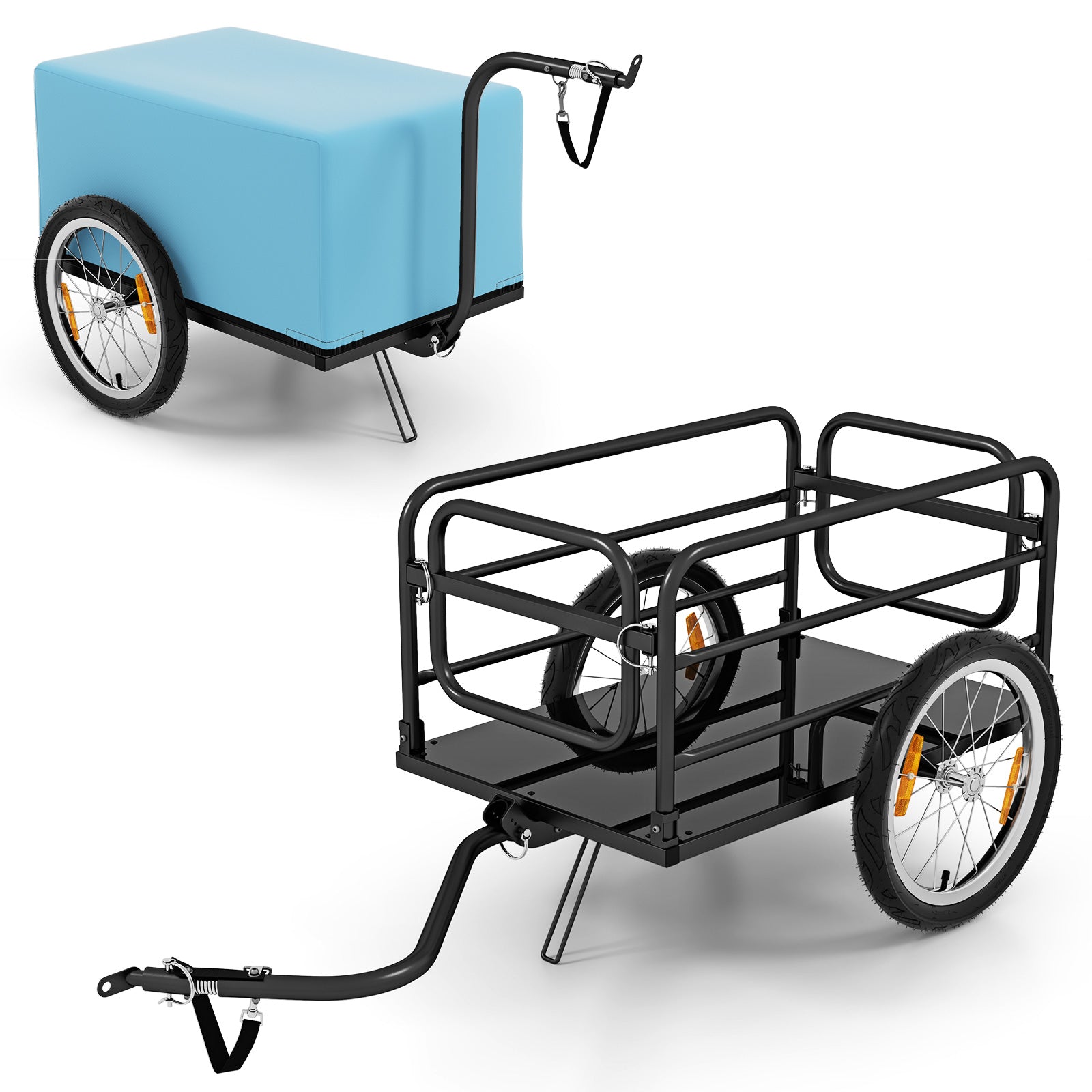 Bike Cargo Trailer Bicycle Trailer with Foldable frame Oxford Cloth Cover-Blue