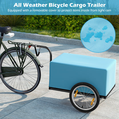 Bike Cargo Trailer Bicycle Trailer with Foldable frame Oxford Cloth Cover-Blue