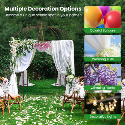 Metal Birdcage Shape Garden Arbor for Climbing Plants Wedding Party-Bronze