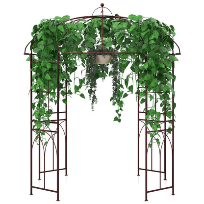 Metal Birdcage Shape Garden Arbor for Climbing Plants Wedding Party-Bronze