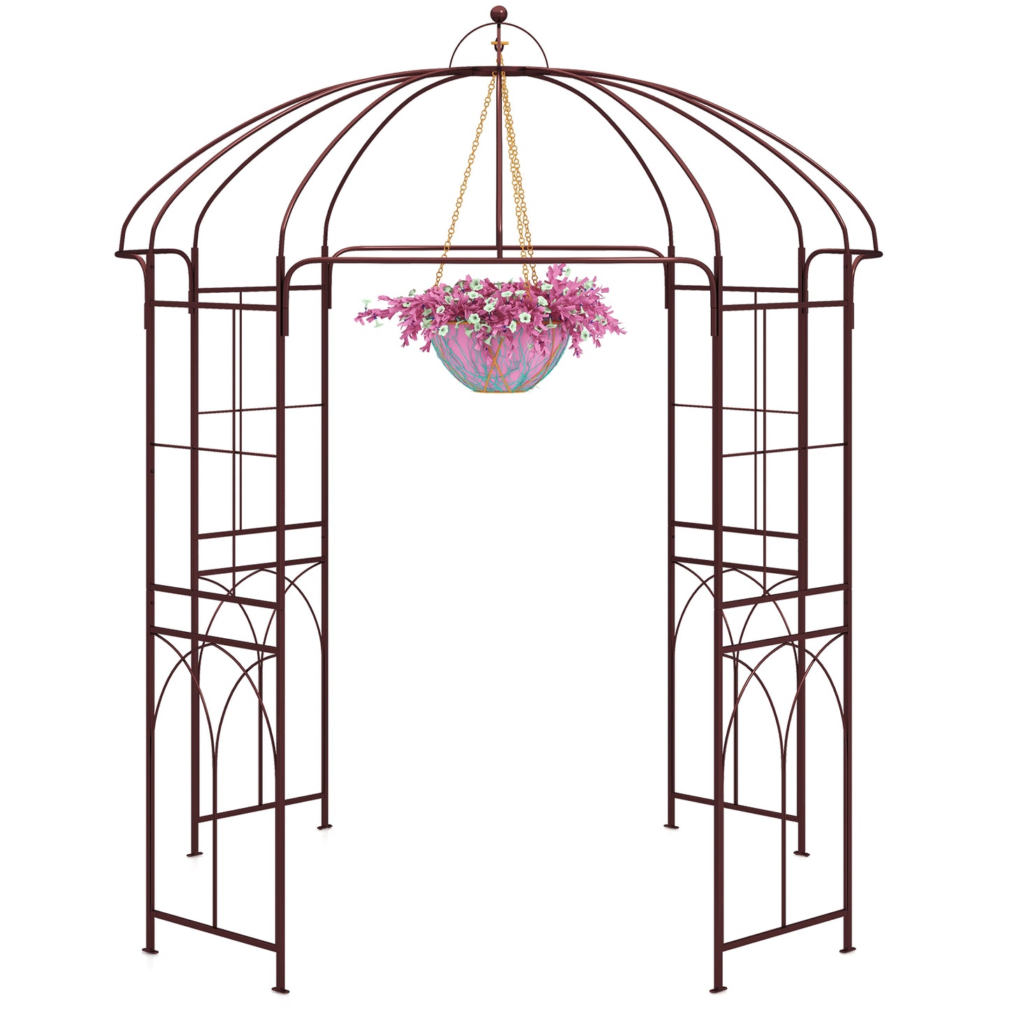 Metal Birdcage Shape Garden Arbor for Climbing Plants Wedding Party-Bronze