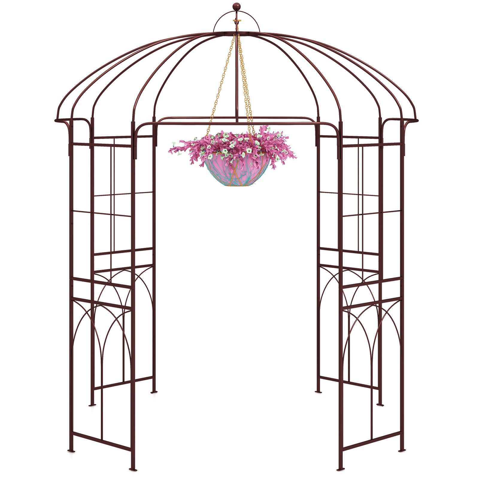 Metal Birdcage Shape Garden Arbor for Climbing Plants Wedding Party-Bronze