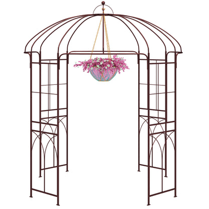 Metal Birdcage Shape Garden Arbor for Climbing Plants Wedding Party-Bronze